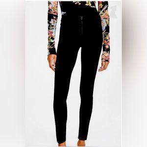 Alice + Olivia EUC Black Lambskin suede leather pants size 2